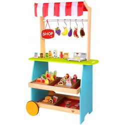 Marknadsstånd leksak i trä för att leka affär Tooky Toy