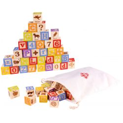 Alfabetsklossar leksak stort paket 50 delar Tooky Toy